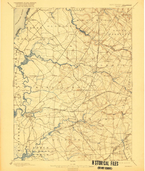 Salem, New Jersey 1898 (1921) USGS Old Topo Map Reprint 15x15 DE Quad 255356