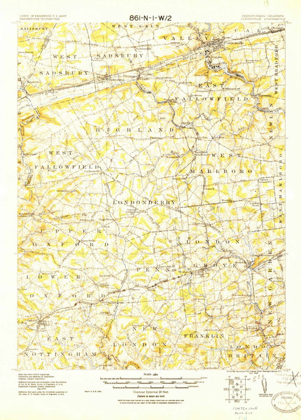 Coatesville, Pennsylvania 1918 (1921) USGS Old Topo Map Reprint 15x15 DE Quad 461686