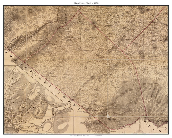 River Heads District - Augusta Co. Virginia 1870 Old Town Map Custom Print River Heads District - Augusta Co. Virginia 1870 Old Town Map Custom Print