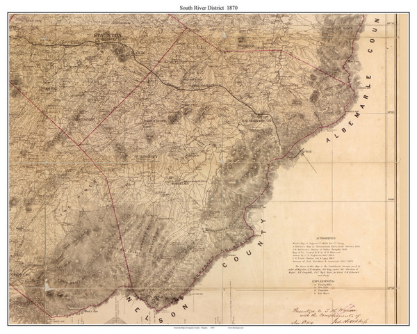 South River District - Augusta Co. Virginia 1870 Old Town Map Custom Print South River District - Augusta Co. Virginia 1870 Old Town Map Custom Print