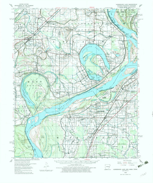 Horseshoe Lake, Arkansas 1960 (1982) USGS Old Topo Map Reprint 15x15 TN Quad 260102