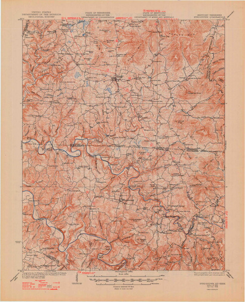Byrdstown, Tennessee 1929 (1948) USGS Old Topo Map Reprint 15x15 TN Quad 803380 Byrdstown, Tennessee 1929 (1948) USGS Old Topo Map Reprint 15x15 TN Quad 803380