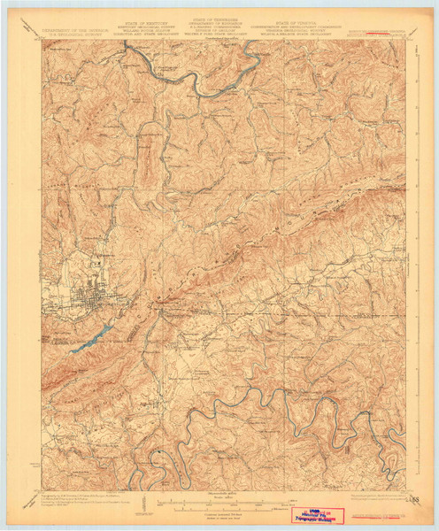 Middlesboro, Kentucky 1930 (1930) USGS Old Topo Map Reprint 15x15 TN Quad 804250