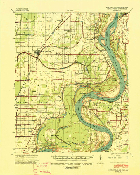 Portageville, Missouri 1939 (1941) USGS Old Topo Map Reprint 15x15 TN Quad 325158 Portageville, Missouri 1939 (1941) USGS Old Topo Map Reprint 15x15 TN Quad 325158