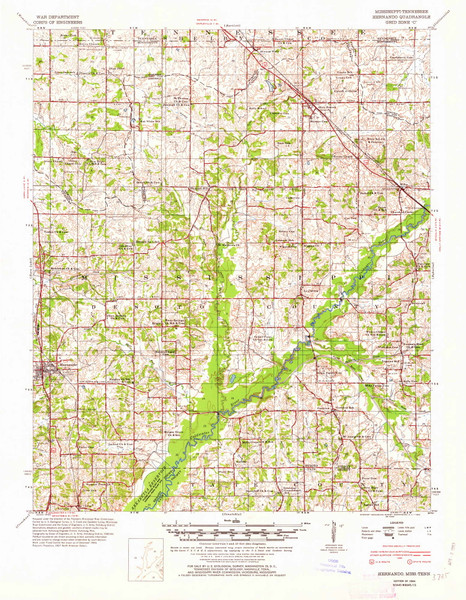 Hernando, Mississippi 1944 (1963) USGS Old Topo Map Reprint 15x15 TN Quad 336923