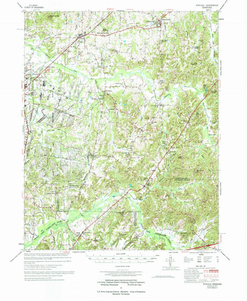 Atwood, Tennessee 1977 (1977) USGS Old Topo Map Reprint 15x15 TN Quad 143618 Atwood, Tennessee 1977 (1977) USGS Old Topo Map Reprint 15x15 TN Quad 143618