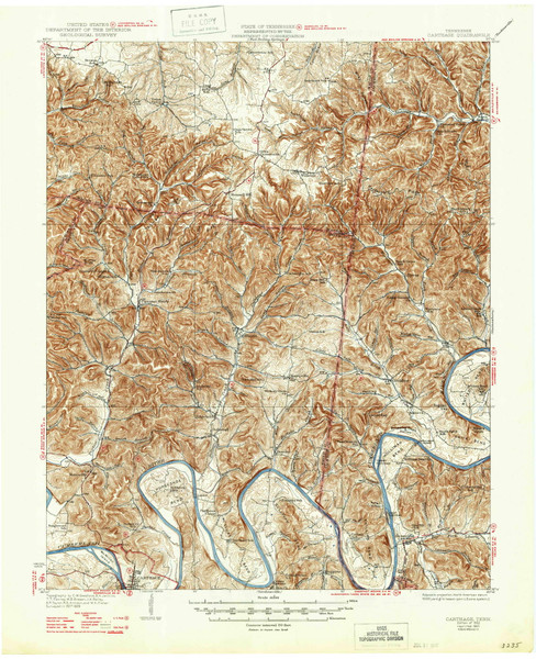 Carthage, Tennessee 1932 (1947) USGS Old Topo Map Reprint 15x15 TN Quad 148849 Carthage, Tennessee 1932 (1947) USGS Old Topo Map Reprint 15x15 TN Quad 148849