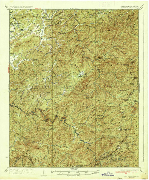 Haw Knob, Tennessee 1937 (1937) USGS Old Topo Map Reprint 15x15 TN Quad 147991