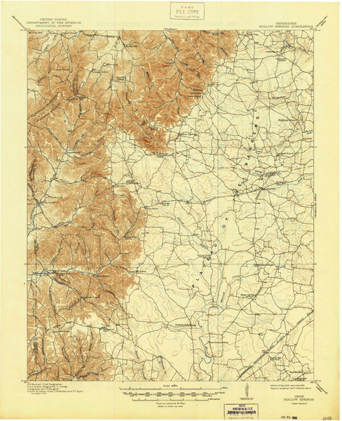 Hollow Springs, Tennessee 1913 (1944) USGS Old Topo Map Reprint 15x15 TN Quad 147998