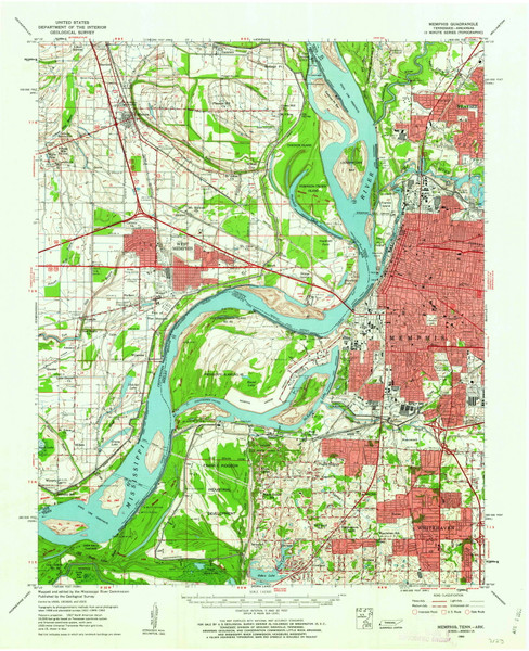 Memphis, Tennessee 1960 (1963) USGS Old Topo Map Reprint 15x15 TN Quad 150037 Memphis, Tennessee 1960 (1963) USGS Old Topo Map Reprint 15x15 TN Quad 150037