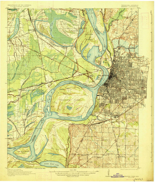 Memphis, Tennessee 1927 (1927) USGS Old Topo Map Reprint 15x15 TN Quad 153391 Memphis, Tennessee 1927 (1927) USGS Old Topo Map Reprint 15x15 TN Quad 153391