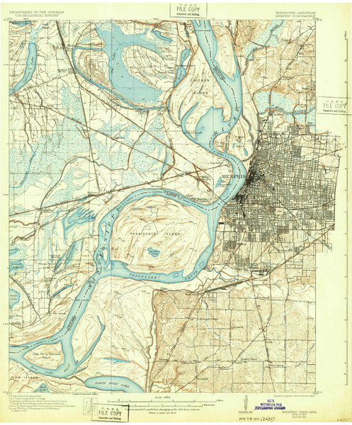 Memphis, Tennessee 1927 (1932) USGS Old Topo Map Reprint 15x15 TN Quad 153392 Memphis, Tennessee 1927 (1932) USGS Old Topo Map Reprint 15x15 TN Quad 153392