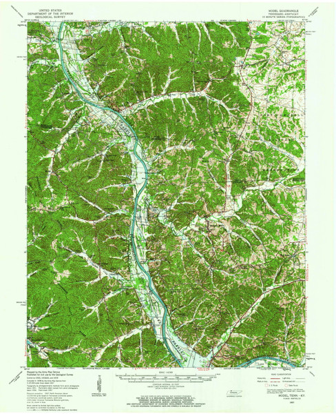 Model, Tennessee 1957 (1963) USGS Old Topo Map Reprint 15x15 TN Quad 150077 Model, Tennessee 1957 (1963) USGS Old Topo Map Reprint 15x15 TN Quad 150077
