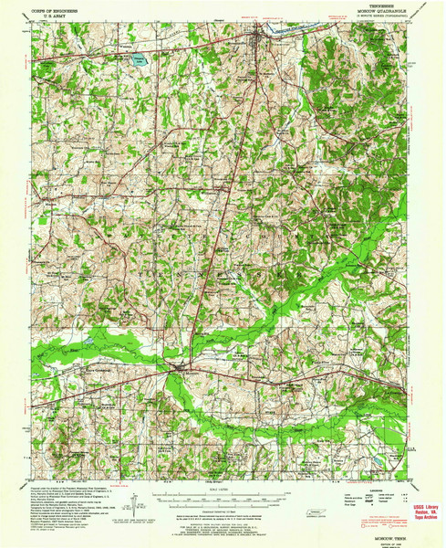 Moscow, Tennessee 1949 (1964) USGS Old Topo Map Reprint 15x15 TN Quad 150123 Moscow, Tennessee 1949 (1964) USGS Old Topo Map Reprint 15x15 TN Quad 150123