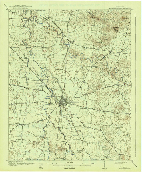 Murfreesboro, Tennessee 1916 (1941) USGS Old Topo Map Reprint 15x15 TN Quad 150179 Murfreesboro, Tennessee 1916 (1941) USGS Old Topo Map Reprint 15x15 TN Quad 150179