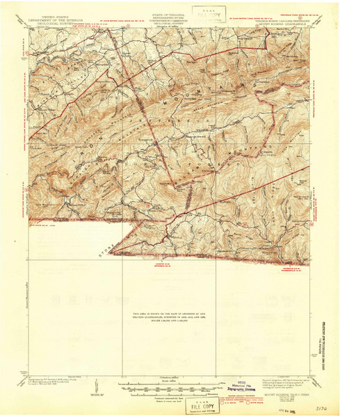 Mount Rogers, Virginia 1939 (1946) USGS Old Topo Map Reprint 15x15 TN Quad 188381
