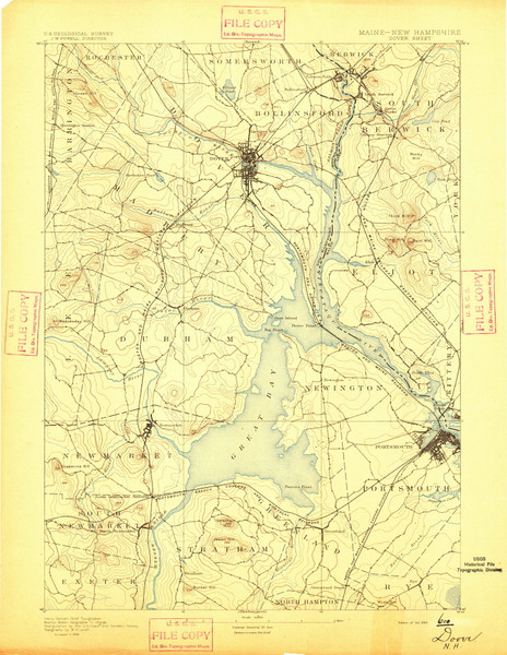 Dover, Maine 1893 (1893) USGS Old Topo Map Reprint 15x15 NH Quad 330013 Dover, Maine 1893 (1893) USGS Old Topo Map Reprint 15x15 NH Quad 330013