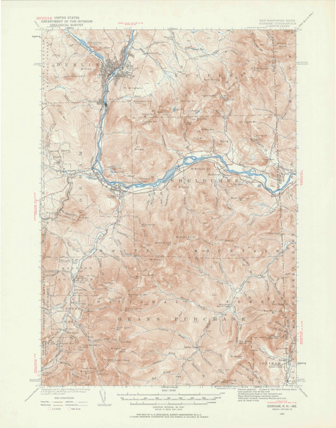 Gorham, Maine 1937 (1961) USGS Old Topo Map Reprint 15x15 NH Quad 306585 Gorham, Maine 1937 (1961) USGS Old Topo Map Reprint 15x15 NH Quad 306585