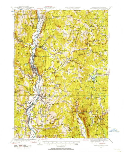 Bellows Falls, New Hampshire 1927 (1957) USGS Old Topo Map Reprint 15x15 NH Quad 329940 Bellows Falls, New Hampshire 1927 (1957) USGS Old Topo Map Reprint 15x15 NH Quad 329940