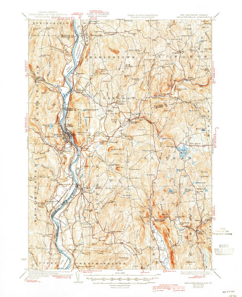 Bellows Falls, New Hampshire 1930 (1945) USGS Old Topo Map Reprint 15x15 NH Quad 329943 Bellows Falls, New Hampshire 1930 (1945) USGS Old Topo Map Reprint 15x15 NH Quad 329943