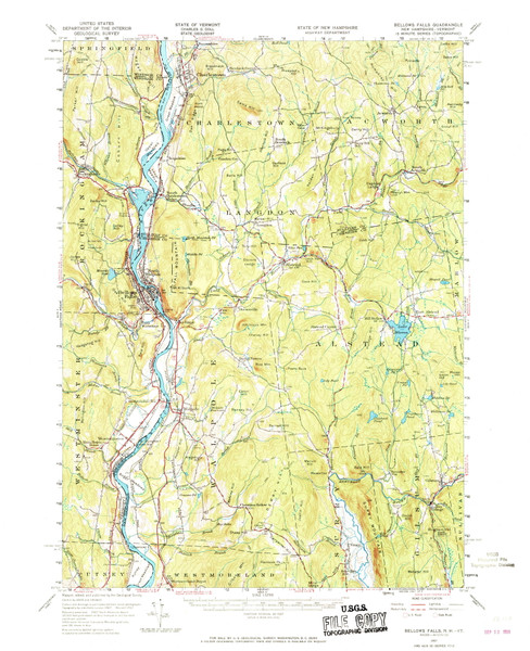Bellows Falls, New Hampshire 1957 (1970) USGS Old Topo Map Reprint 15x15 NH Quad 329944 Bellows Falls, New Hampshire 1957 (1970) USGS Old Topo Map Reprint 15x15 NH Quad 329944