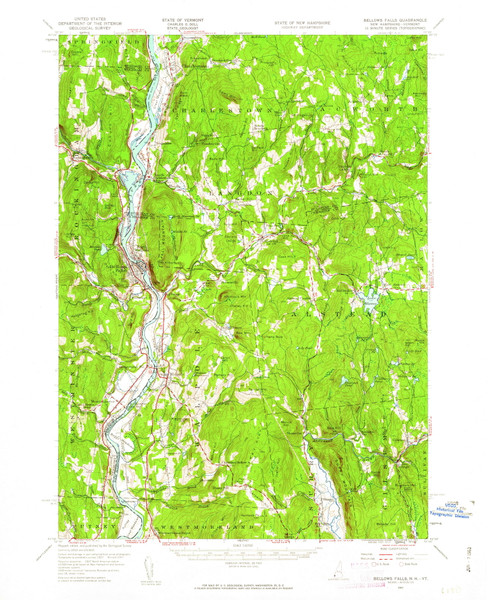 Bellows Falls, New Hampshire 1957 (1963) USGS Old Topo Map Reprint 15x15 NH Quad 329945 Bellows Falls, New Hampshire 1957 (1963) USGS Old Topo Map Reprint 15x15 NH Quad 329945