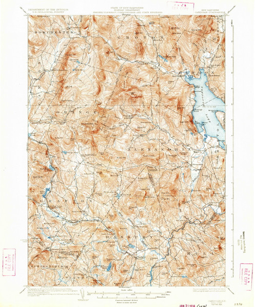Cardigan, New Hampshire 1930 (1934) USGS Old Topo Map Reprint 15x15 NH Quad 329949 Cardigan, New Hampshire 1930 (1934) USGS Old Topo Map Reprint 15x15 NH Quad 329949