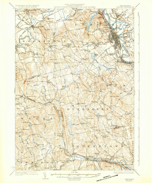 Concord, New Hampshire 1927 (1937) USGS Old Topo Map Reprint 15x15 NH Quad 329968