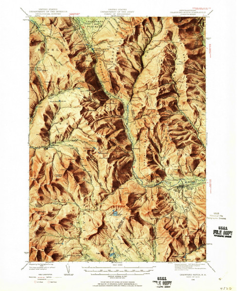 Crawford Notch, New Hampshire 1946 (1960) USGS Old Topo Map Reprint 15x15 NH Quad 329982 Crawford Notch, New Hampshire 1946 (1960) USGS Old Topo Map Reprint 15x15 NH Quad 329982