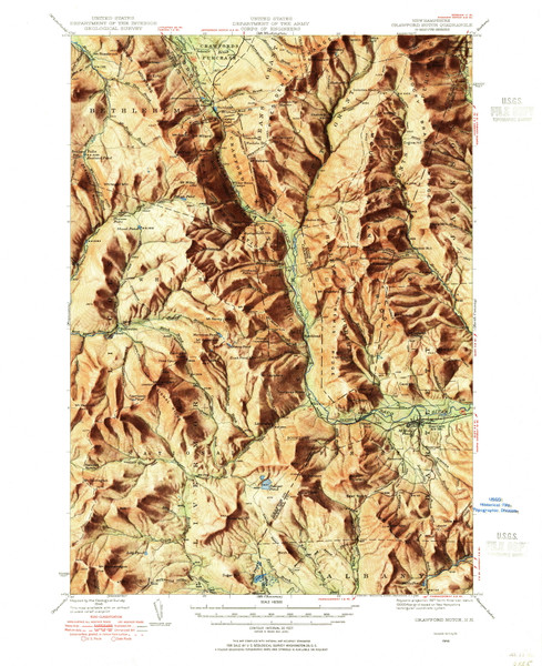 Crawford Notch, New Hampshire 1946 (1955) USGS Old Topo Map Reprint 15x15 NH Quad 329983