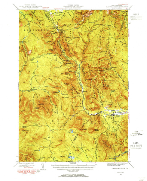 Crawford Notch, New Hampshire 1946 (1955) USGS Old Topo Map Reprint 15x15 NH Quad 329984 Crawford Notch, New Hampshire 1946 (1955) USGS Old Topo Map Reprint 15x15 NH Quad 329984