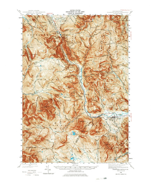 Crawford Notch, New Hampshire 1946 (1976) USGS Old Topo Map Reprint 15x15 NH Quad 329986