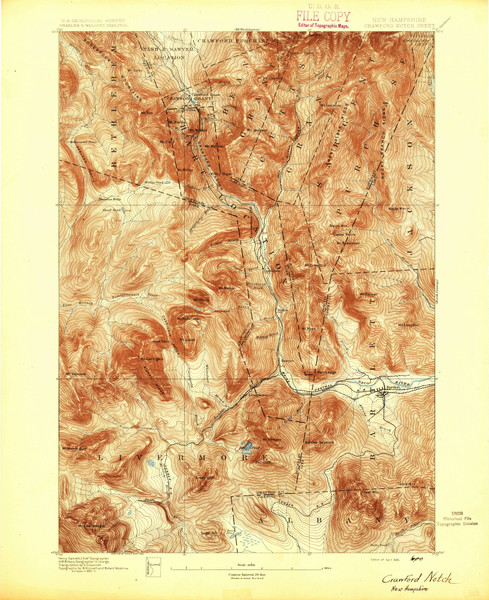 Crawford Notch, New Hampshire 1895 (1895) USGS Old Topo Map Reprint 15x15 NH Quad 329991 Crawford Notch, New Hampshire 1895 (1895) USGS Old Topo Map Reprint 15x15 NH Quad 329991