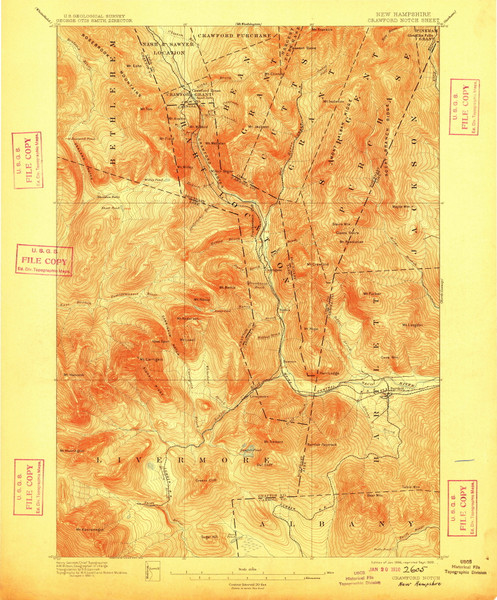 Crawford Notch, New Hampshire 1896 (1909) USGS Old Topo Map Reprint 15x15 NH Quad 329995 Crawford Notch, New Hampshire 1896 (1909) USGS Old Topo Map Reprint 15x15 NH Quad 329995
