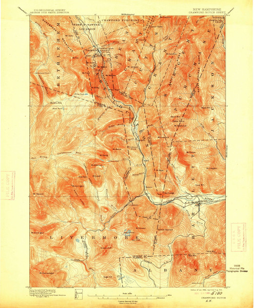 Crawford Notch, New Hampshire 1896 (1914) USGS Old Topo Map Reprint 15x15 NH Quad 329996 Crawford Notch, New Hampshire 1896 (1914) USGS Old Topo Map Reprint 15x15 NH Quad 329996