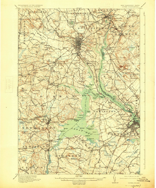 Dover, New Hampshire 1918 (1925) USGS Old Topo Map Reprint 15x15 NH Quad 330021 Dover, New Hampshire 1918 (1925) USGS Old Topo Map Reprint 15x15 NH Quad 330021