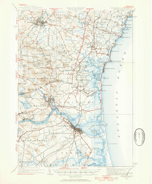 Exeter, New Hampshire 1932 (1954) USGS Old Topo Map Reprint 15x15 NH Quad 460047