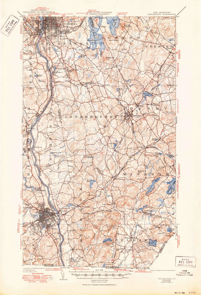 Manchester, New Hampshire 1941 (1950) USGS Old Topo Map Reprint 15x15 NH Quad 330141 Manchester, New Hampshire 1941 (1950) USGS Old Topo Map Reprint 15x15 NH Quad 330141