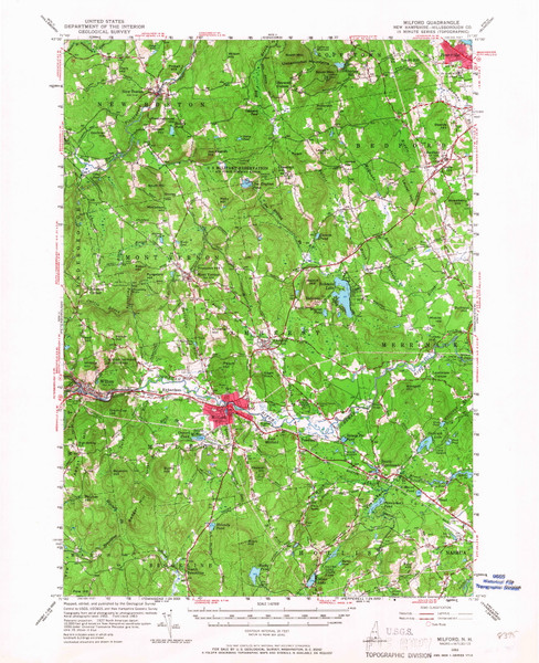 Milford, New Hampshire 1953 (1967) USGS Old Topo Map Reprint 15x15 NH Quad 330163 Milford, New Hampshire 1953 (1967) USGS Old Topo Map Reprint 15x15 NH Quad 330163