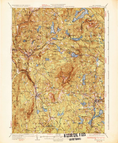 Monadnock, New Hampshire 1936 (1936) USGS Old Topo Map Reprint 15x15 NH Quad 330169 Monadnock, New Hampshire 1936 (1936) USGS Old Topo Map Reprint 15x15 NH Quad 330169