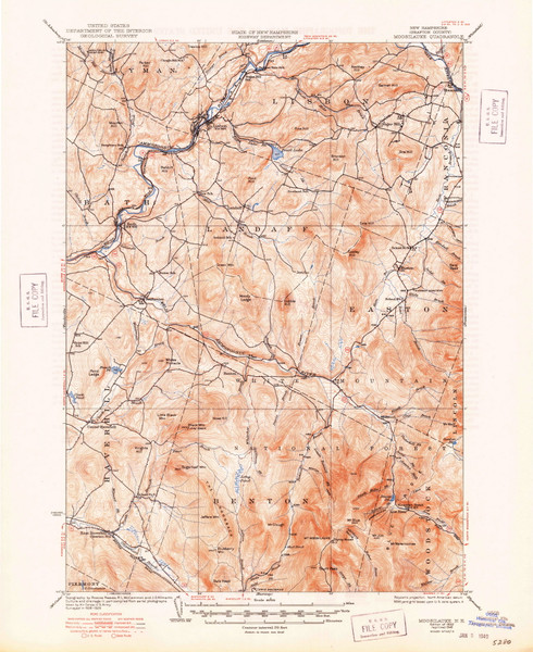 Moosilauke, New Hampshire 1932 (1948) USGS Old Topo Map Reprint 15x15 NH Quad 330194 Moosilauke, New Hampshire 1932 (1948) USGS Old Topo Map Reprint 15x15 NH Quad 330194