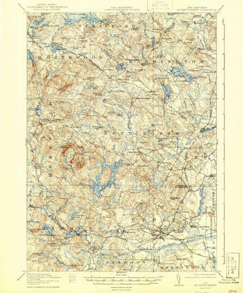 Mt. Pawtuckaway, New Hampshire 1919 (1944) USGS Old Topo Map Reprint 15x15 NH Quad 330229 Mt. Pawtuckaway, New Hampshire 1919 (1944) USGS Old Topo Map Reprint 15x15 NH Quad 330229