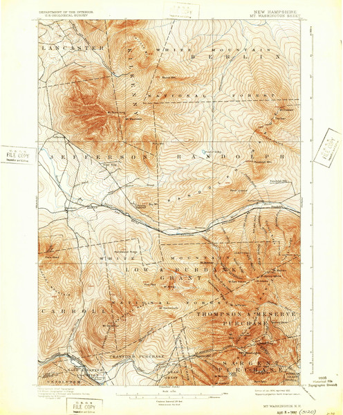 Mt. Washington, New Hampshire 1896 (1932) USGS Old Topo Map Reprint 15x15 NH Quad 330253