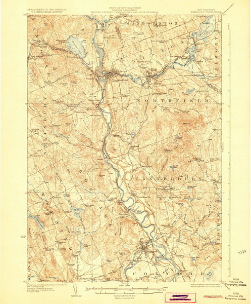 Penacook, New Hampshire 1927 (1927) USGS Old Topo Map Reprint 15x15 NH Quad 330291