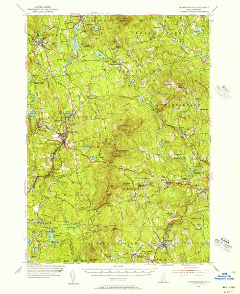 Peterborough, New Hampshire 1953 (1956) USGS Old Topo Map Reprint 15x15 NH Quad 330314 Peterborough, New Hampshire 1953 (1956) USGS Old Topo Map Reprint 15x15 NH Quad 330314