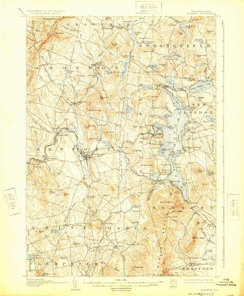 Sunapee, New Hampshire 1907 (1925) USGS Old Topo Map Reprint 15x15 NH Quad 330352 Sunapee, New Hampshire 1907 (1925) USGS Old Topo Map Reprint 15x15 NH Quad 330352