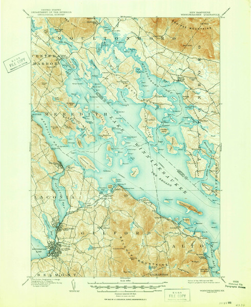 Winnipesaukee, New Hampshire 1909 (1950) USGS Old Topo Map Reprint 15x15 NH Quad 330385 Winnipesaukee, New Hampshire 1909 (1950) USGS Old Topo Map Reprint 15x15 NH Quad 330385