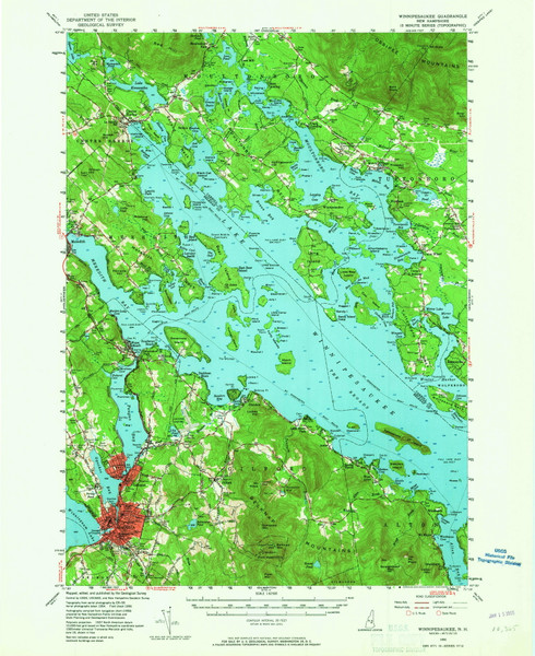 Winnipesaukee, New Hampshire 1956 (1965) USGS Old Topo Map Reprint 15x15 NH Quad 330386 Winnipesaukee, New Hampshire 1956 (1965) USGS Old Topo Map Reprint 15x15 NH Quad 330386