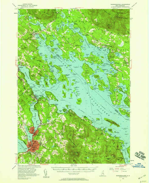 Winnipesaukee, New Hampshire 1956 (1958) USGS Old Topo Map Reprint 15x15 NH Quad 330388