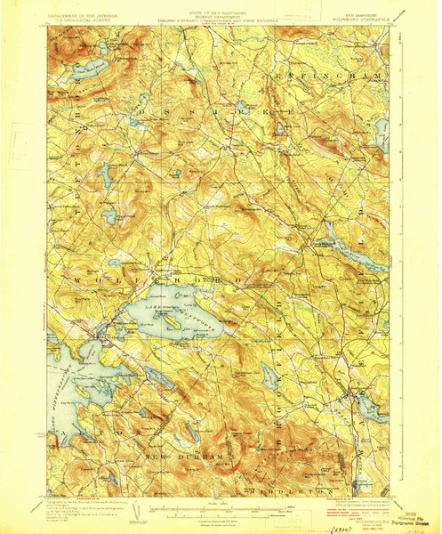 Wolfeboro, New Hampshire 1928 (1928) USGS Old Topo Map Reprint 15x15 NH Quad 330396
